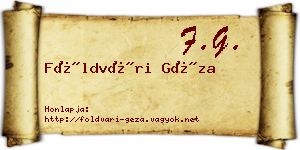 Földvári Géza névjegykártya